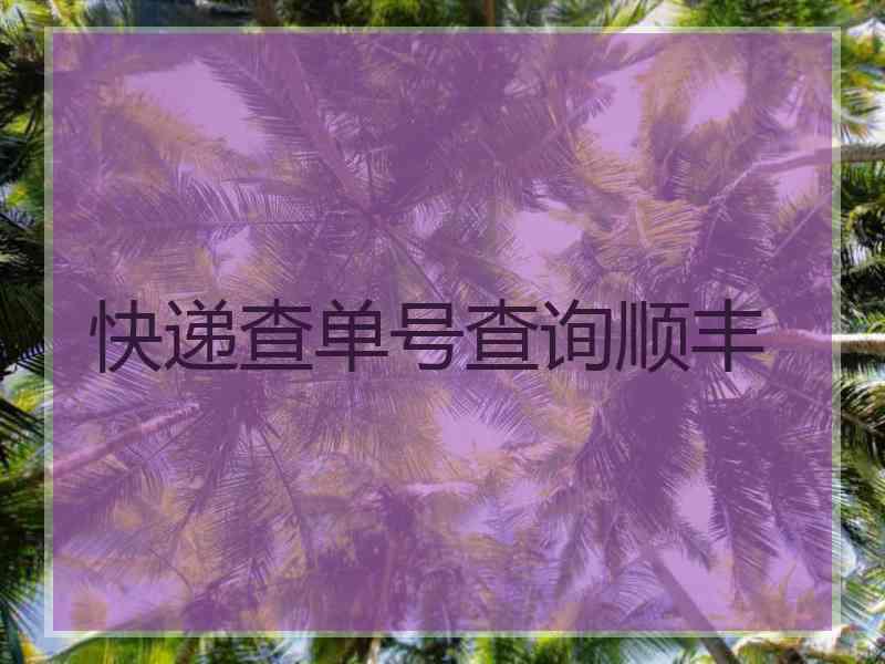 快递查单号查询顺丰