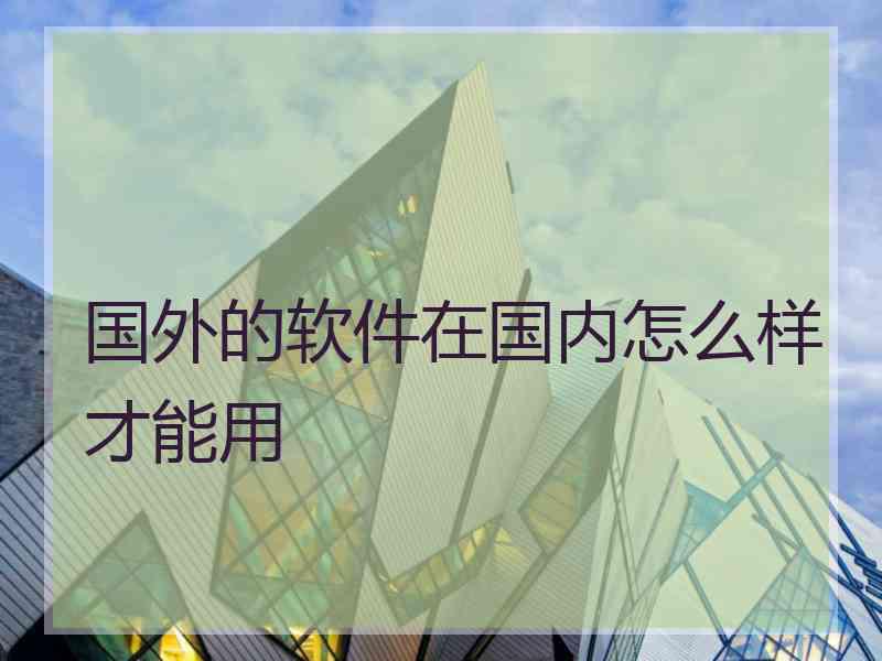 国外的软件在国内怎么样才能用