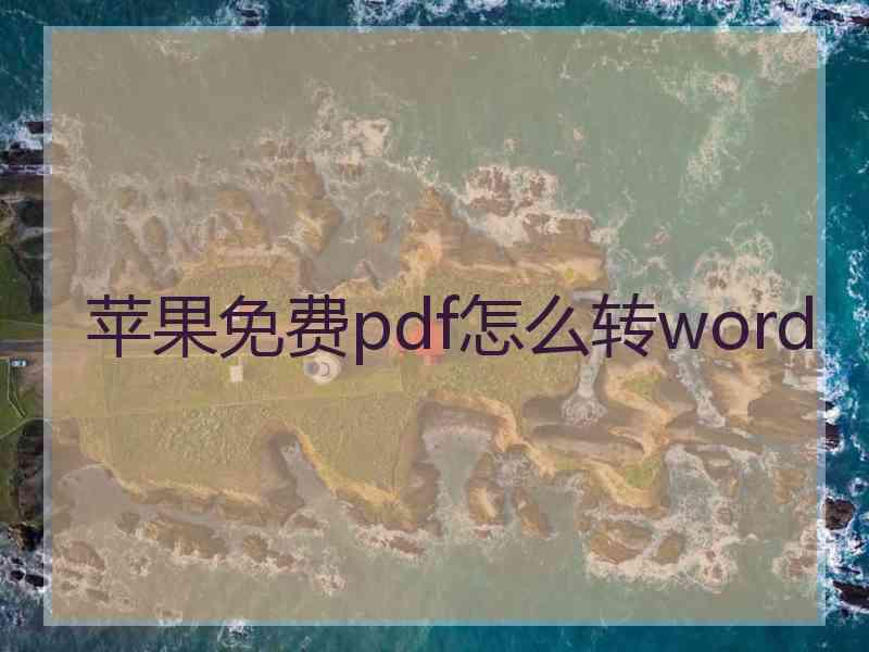 苹果免费pdf怎么转word