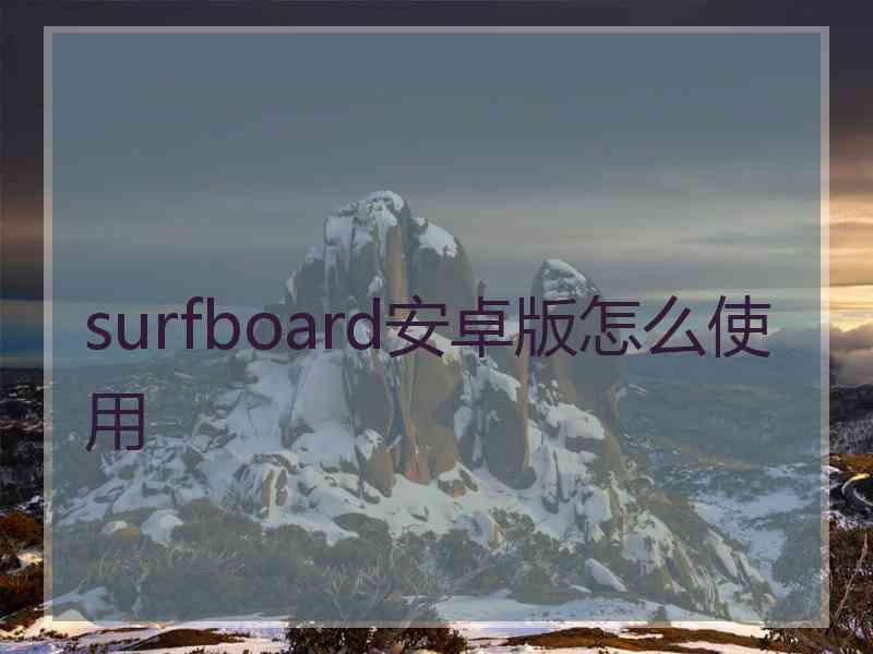 surfboard安卓版怎么使用