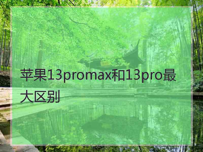 苹果13promax和13pro最大区别