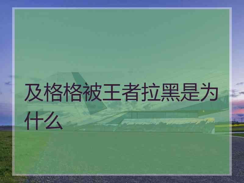 及格格被王者拉黑是为什么