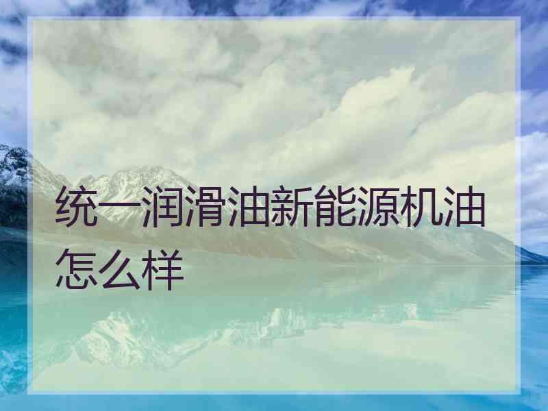 统一润滑油新能源机油怎么样