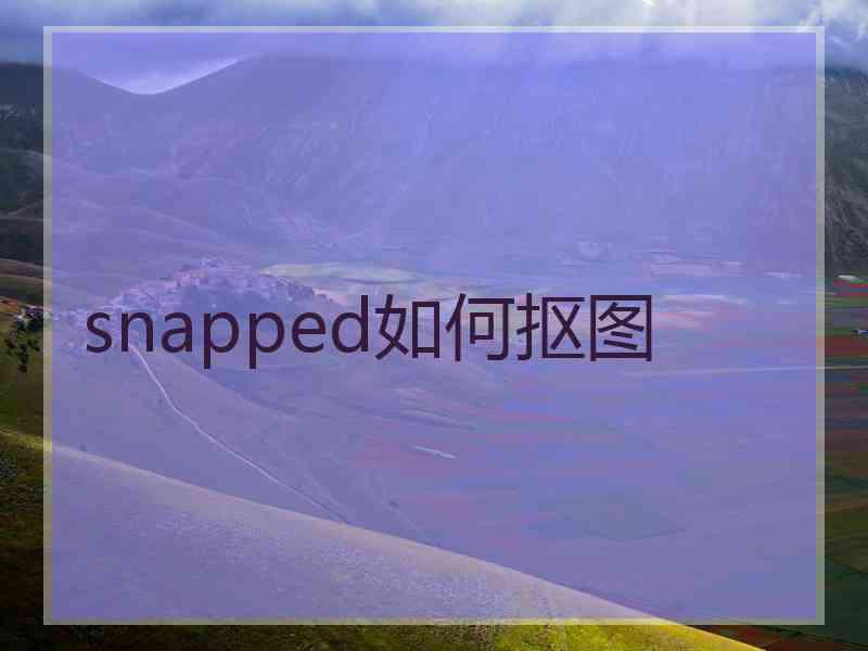 snapped如何抠图