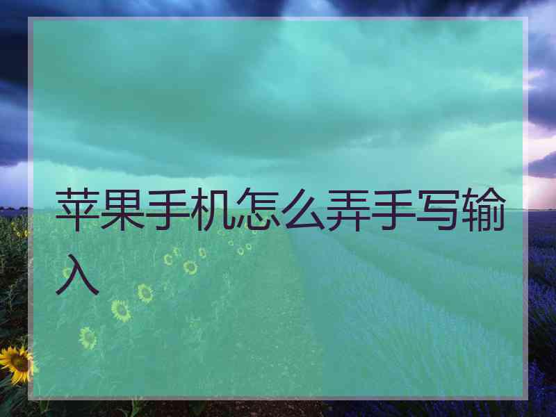 苹果手机怎么弄手写输入