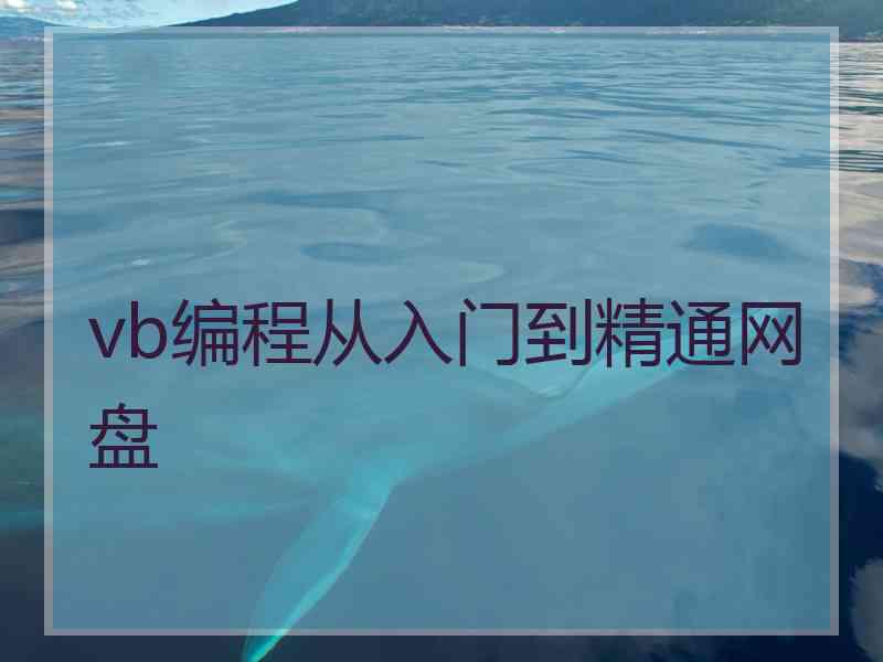 vb编程从入门到精通网盘