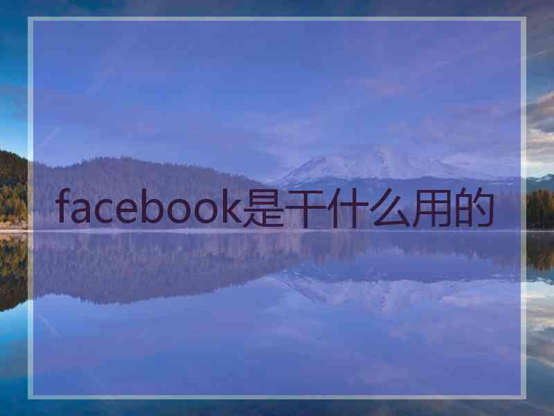 facebook是干什么用的